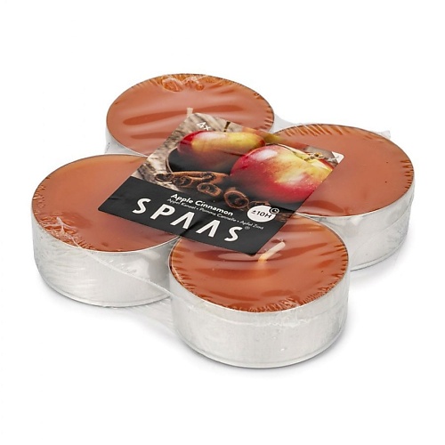SPAAS Свеча чайная макси ароматическая Яблоко с корицей 1 spaas свеча чайная макси ароматическая ванильный пирог 1