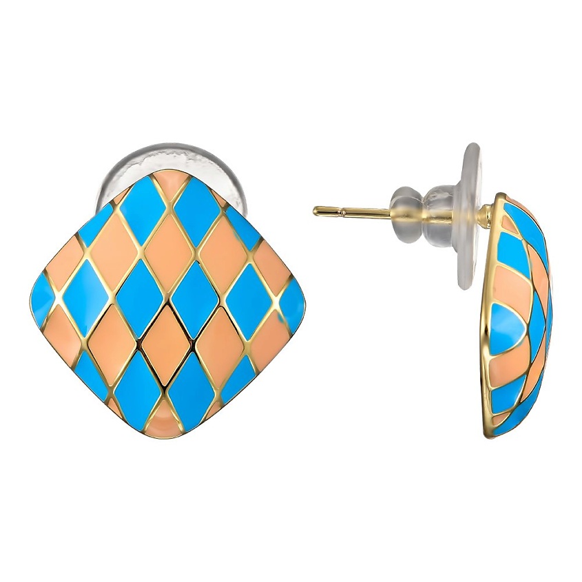 Изображение товара UVI JEWELLERY Золотистые серьги с разноцветной эмалью, Комбинированный