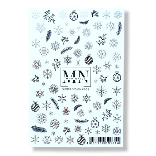 MIW NAILS Слайдер дизайн комбинированный с фольгой снежинки манечка и снежинки 0