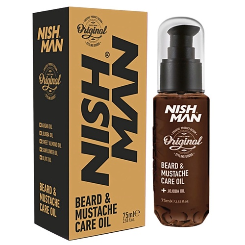 парфюм с абсорбацией запахов для бороды и усов пряный nishman adonis 75 мл Масло для ухода за бородой NISHMAN Масло для бороды и усов питание смягчение увлажнение
