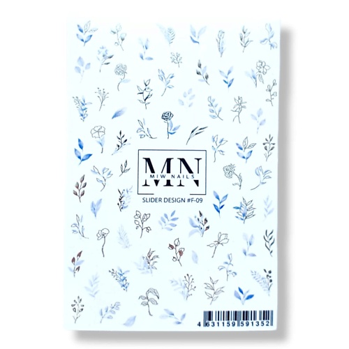 MIW NAILS Слайдер дизайн комбинированный с фольгой цветы веточки открытка евро с днём рождения веточки 9 8х20 см