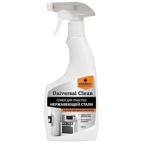 Спрей для уборки PROSEPT Очиститель Universal Clean для нержавеющей стали и цветных металлов цена и фото