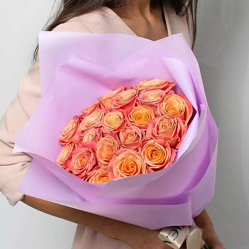 Букет живых цветов ЛЭТУАЛЬ FLOWERS Букет из персиковых роз 19 шт. (40 см)