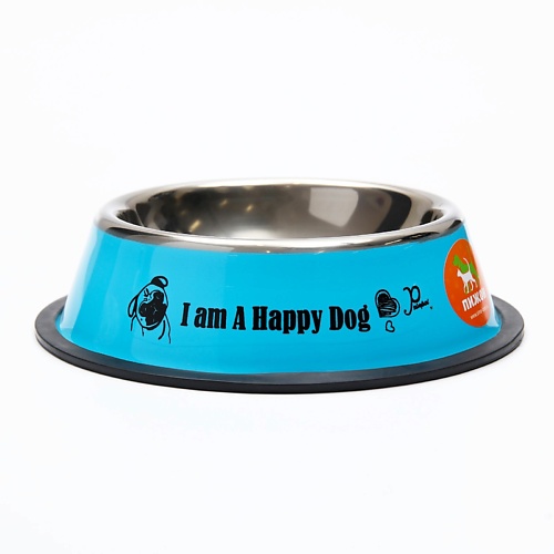 фото Пижон миска железная с нескользящим основанием "i am happy dog"