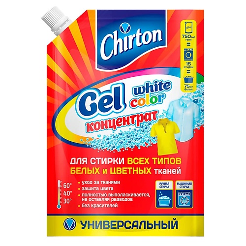 Гель для стирки CHIRTON Гель-концентрат для стирки всех типов белых и цветных тканей