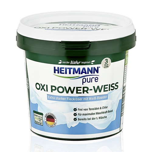 Пятновыводитель HEITMANN Средство для удаления пятен с белых тканей OXI Power Weiss цена и фото