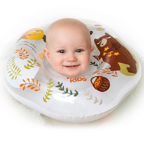 ROXY KIDS Надувной круг на шею для купания малышей Fairytale Bear круг надувной для плавания 55 см детский фиксики