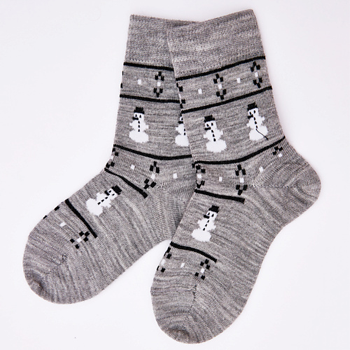 WOOL&COTTON Носки детские Серый снеговик Merino
