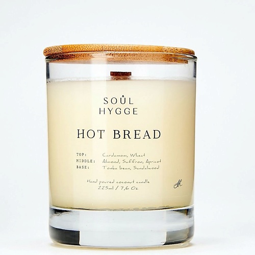 SOUL HYGGE Ароматическая свеча HOT BREAD с деревянным фитилем 225