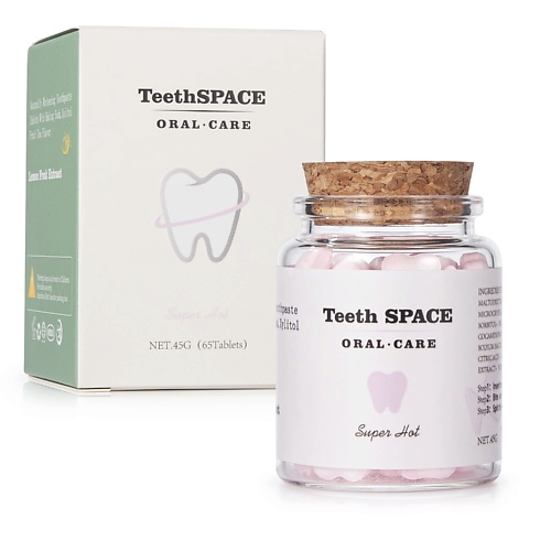 TEETHSPACE Натуральный зубной порошок в таблетках со вкусом персика, зеленого чая и мяты 65 loving tooth зубной порошок с пробиотиком со вкусом ванили 70