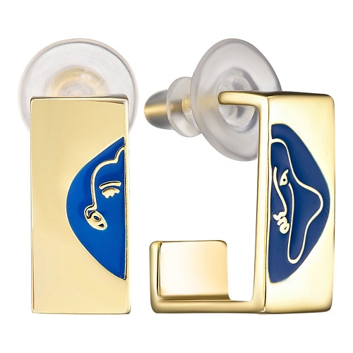 

UVI JEWELLERY Золотистые серьги с синей эмалью, Золотистые серьги с синей эмалью