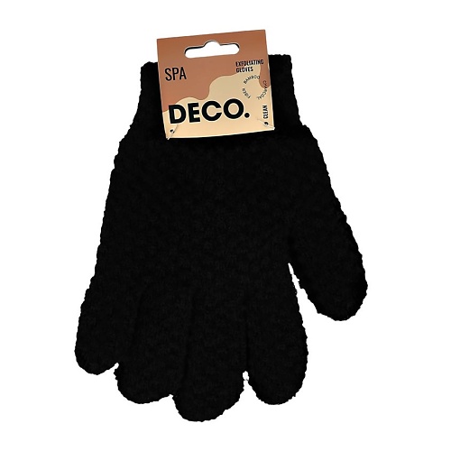 Мочалка DECO. Мочалка-перчатки для душа отшелушивающие из бамбукового волокна (черные) аксессуары для ухода за телом deco мочалка шар для тела tropic storm 0