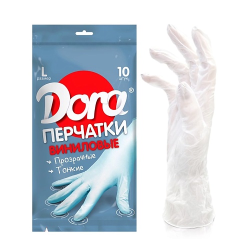 DORA Перчатки виниловые универсальные dora набор салфеток из вискозы перфорированной 3