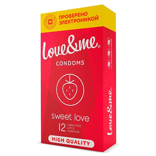 LOVE&ME Презервативы со вкусом клубника 12 hasico презервативы xl size гладкие увеличенного размера 12 0