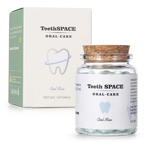 TEETHSPACE Натуральный зубной порошок в таблетках со вкусом черники, чая Эрл Грей и мяты 65
