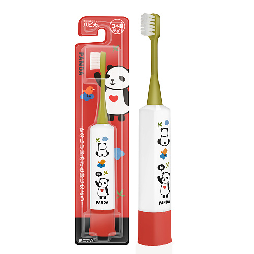HAPICA Детская электрическая звуковая зубная щётка DBK-5GWR Panda 3-10 лет hapica электрическая звуковая ионная зубная щётка dbm 5p с футляром