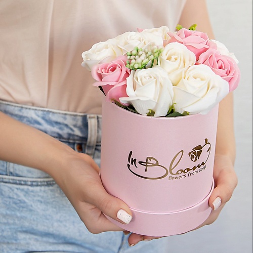 INBLOOM Букет из мыльных цветов (Розовый 12*14) букет из мыльных роз про 100 подари желтый