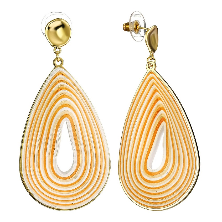 Изображение товара UVI JEWELLERY Золотистые серьги в стиле квилинг с голубой вставкой, оранжевый