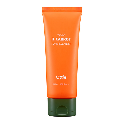 OTTIE Очищающая веган-пенка на основе органической моркови Vegan Beta-Carrot Foam Cleanser 100 ottie тонер эссенция с гидролатом органической моркови vegan beta carrot essence water 200