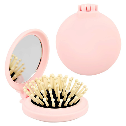 LADY PINK Расческа для волос с зеркалом с деревянными зубчиками lady pink щетка для волос basic wood массажная с деревянной ручкой малая
