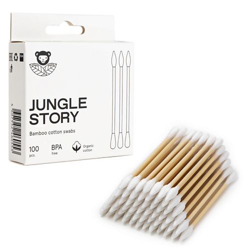 Купить JUNGLE STORY Бамбуковые ватные палочки для снятия макияжа белого цвета