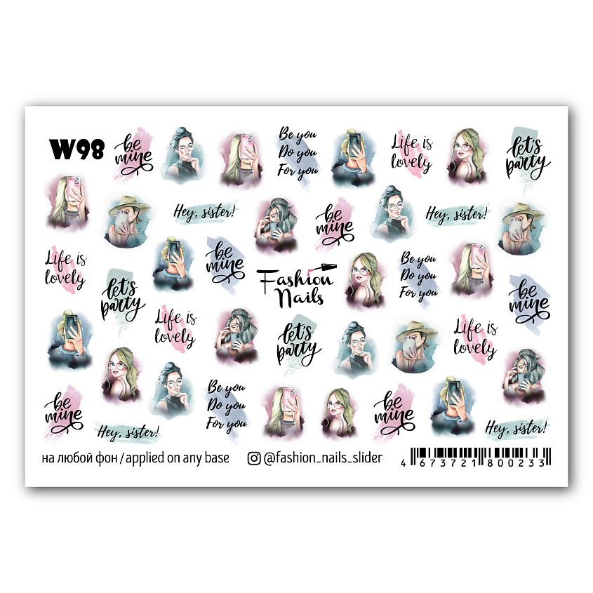 Изображение товара Наклейки для ногтей FASHION NAILS Selfie - яркий дизайн для красивого маникюра