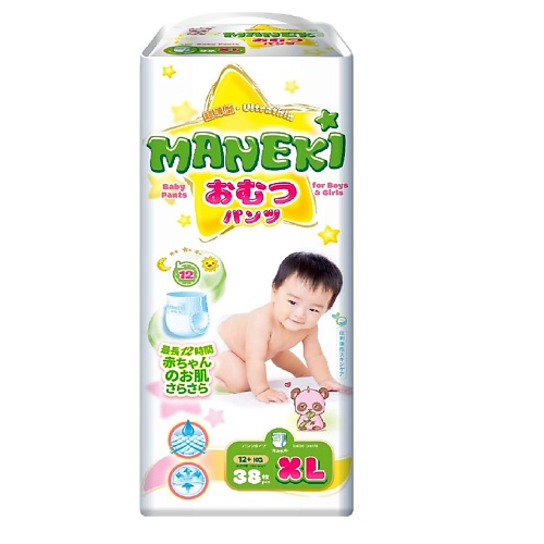 Подгузники MANEKI Maneki -трусики детские одноразовые размер XL 12+ кг 1