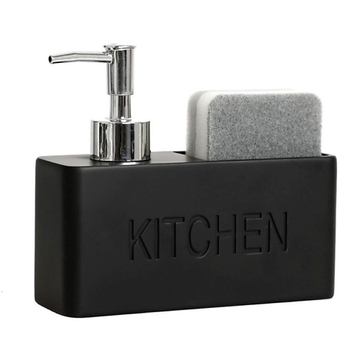 фото Denezo дозатор для моющего средства и мыла с подставкой для губки "kitchen", кухонный диспенсер