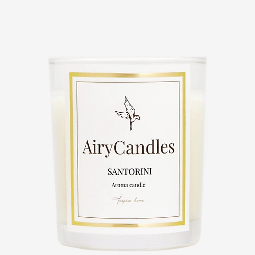 AIRYCANDLES Свеча ароматическая  SANTORINI White Edition с деревянным фитилем 300