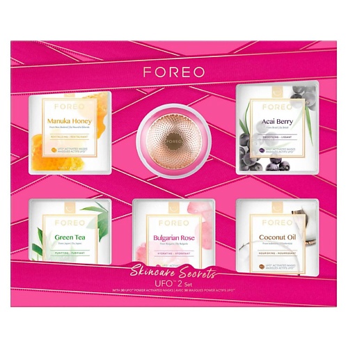 FOREO Skincare Secrets Набор Смарт-маска для лица UFO 2 fuchsia + 5 упаковок UFO Масок