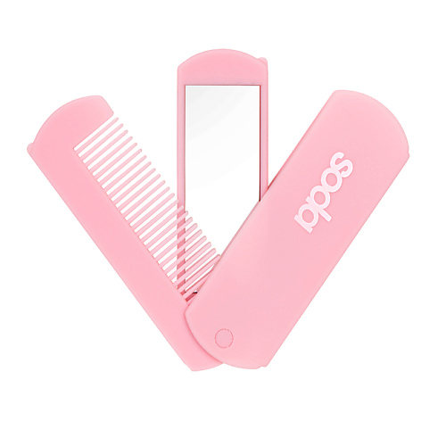 Расческа для волос SODA Расчёска компактная HAIR COMB WITH MIRROR #brushandgo 2021 amber men s retro oil hair comb barber shop vintage trim care beard comb wide tooth comb hair template styling tool