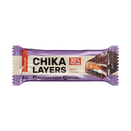 Здоровое питание CHIKALAB Батончик глазированный Хрустящее печенье с двойным шоколадом LAYERS