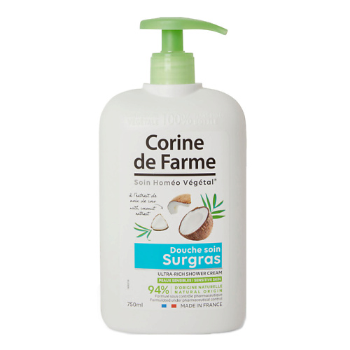 CORINE DE FARME Крем для душа ультра-насыщенный с экстрактом кокоса Ultra-Rich Shower Cream With Coconut Extract топикрем калм крем насыщенный успокаивающий 40мл