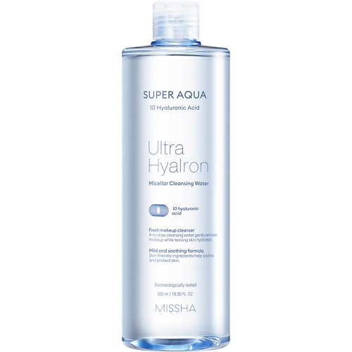 Мицеллярная вода MISSHA Мицеллярная вода Super Aqua Ultra Hyalron с гиалуроновой кислотой missha super aqua ultra hyalron набор для увлажнения кожи 4 продукта