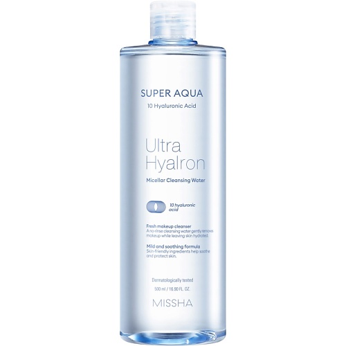 MISSHA Мицеллярная вода Super Aqua Ultra Hyalron с гиалуроновой кислотой missha пенка для умывания super aqua cell renew с секрецией улитки