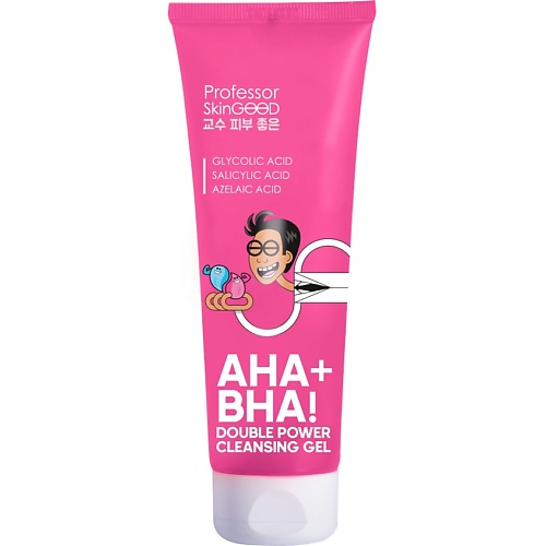 Гель для умывания PROFESSOR SKINGOOD Гель для умывания лица AHA+BHA! DOUBLE POWER CLEANSING GEL с AHA- и BHA-кислотами тоник отшелушивающий professor skingood тоник пилинг для лица aha power 5 acids toner с aha кислотами для тонизирования кожи и осветления пигментных пятен