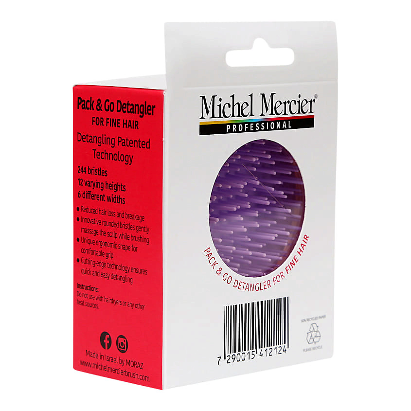 MICHEL MERCIER Расческа для тонких волос компактная Travel Pastel Detangler Fine Hair, фото 2