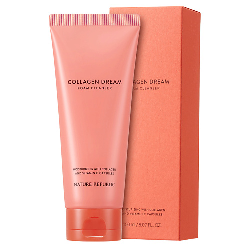 Мусс для умывания NATURE REPUBLIC Пенка для умывания с витамином С и коллагеном Collagen Dream Vitamin C Capsule Foam Cleanser пенка для снятия макияжа skinphoria очищающая пенка для умывания с витамином с vitamin c bubble foam