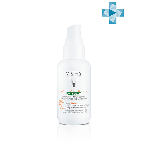VICHY CAPITAL SOLEIL UV-CLEAR Невесомый солнцезащитный флюид для лица против несовершенств SPF 50+