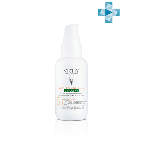 VICHY CAPITAL SOLEIL UV-CLEAR Невесомый солнцезащитный флюид для лица против несовершенств SPF 50+ vichy capital soleil uv clear невесомый солнцезащитный флюид для лица против несовершенств spf 50