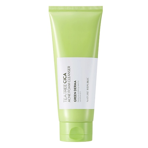 NATURE REPUBLIC Пенка для умывания с чайным деревом и центеллой азиатской Green Derma Tea Tree Cica Foam Cleanser nature republic пенка для умывания с экстрактом персика fresh herb peach cleansing foam