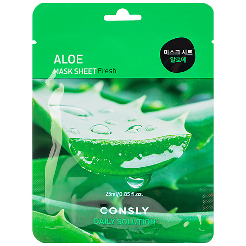 Маска для лица CONSLY Тканевая маска для лица с экстрактом алоэ Facial Tissue Mask With Aloe Extract маска для лица consly тканевая маска для лица с гиалуроновой кислотой facial tissue mask with hyaluronic acid extract