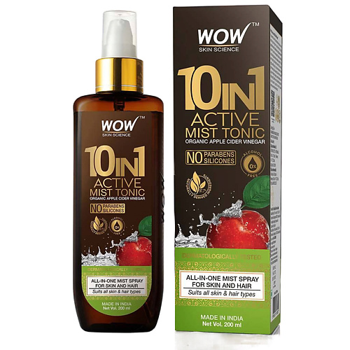 Тоник для лица WOW SKIN SCIENCE Тоник-спрей 10-в-1 для лица и волос 10 In 1 Active Mist Tonic With Natural Apple Cider Vinegar тоник спрей для лица wow skin science vitamin c skin mist toner 200 мл