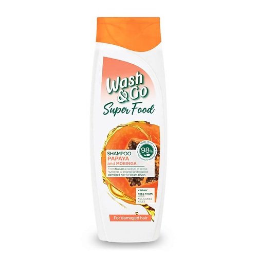 

WASH&GO Шампунь с маслом папайи и моринги Superfood Shampoo With Papaya Moringa Oil 400, Шампунь с маслом папайи и моринги Superfood Shampoo With Papaya Moringa Oil