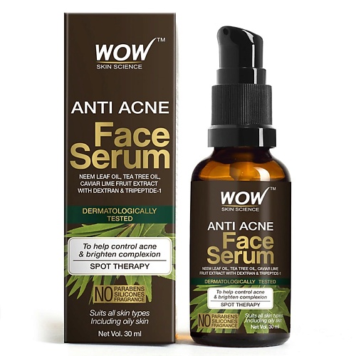 Сыворотка для лица WOW SKIN SCIENCE Сыворотка для лица против акне Anti-Acne Face Serum aloe vera face essence face serum nourishing whitening firming soothing serum repair anti aging face skin care