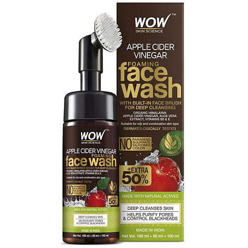 Мусс для умывания WOW SKIN SCIENCE Пенка для умывания, глубокое очищение Apple Cider Vinegar Foaming Face Wash пенка для умывания arau face wash 180 мл