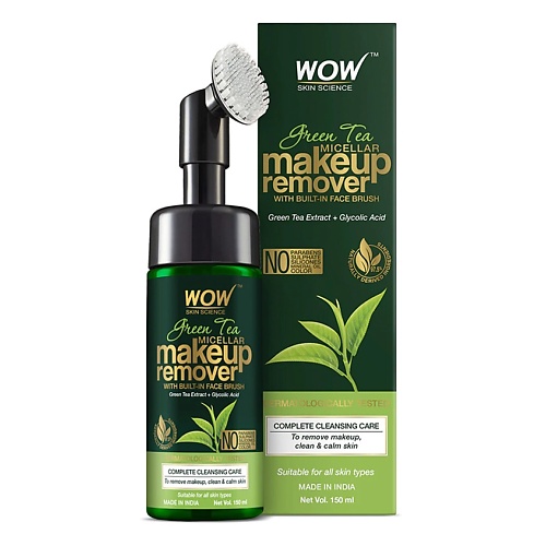 

WOW SKIN SCIENCE Мицеллярная вода для снятия макияжа «Очищение и Восстановление» с зеленым чаем Green Tea Micellar Makeup Remover With Built In Face Brush, Мицеллярная вода для снятия макияжа «Очищение и Восстановление» с зеленым чаем Green Tea Micellar M