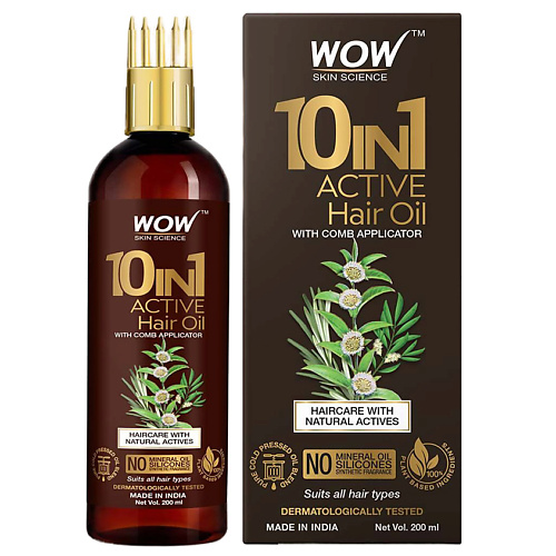 Масло для волос WOW SKIN SCIENCE Масло для волос и кожи головы 10-в-1 10-in-1 Active Hair Oil With Comb Applicator root comb applicator bottle hair salon dye applicator comb bottle durable flexible brush hairdressing coloring styling tool