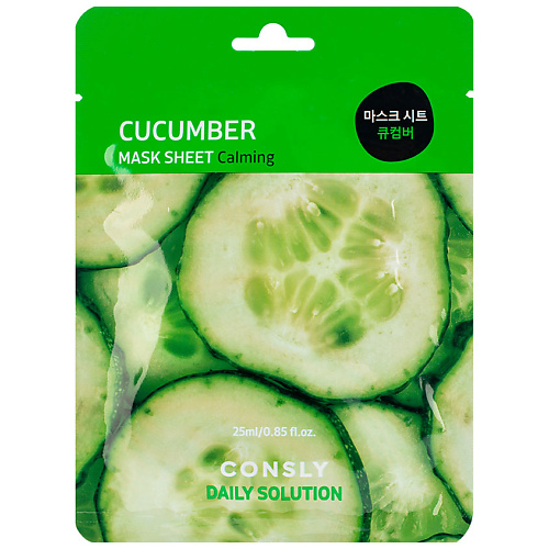 Маска для лица CONSLY Тканевая маска для лица с экстрактом огурца Facial Tissue Mask With Cucumber Extract маска тканевая для лица mijin care facial mask with argan 23 гр