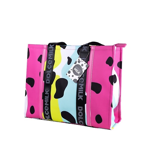 DOLCE MILK Сумка-шоппер женская, Cow spots pink-green сумка шоппер с кнопкой черная вельвет 33х31